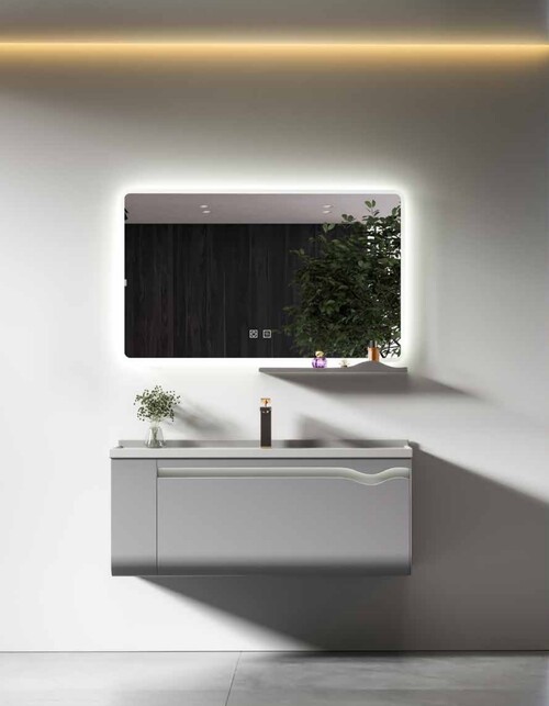 100CM-不鏽鋼烤漆臉盆+不鏽鋼浴櫃/LED鏡子/不含龍頭-期貨60天  |商品介紹|浴櫃系列|不鏽鋼烤漆臉盆浴櫃|100CM