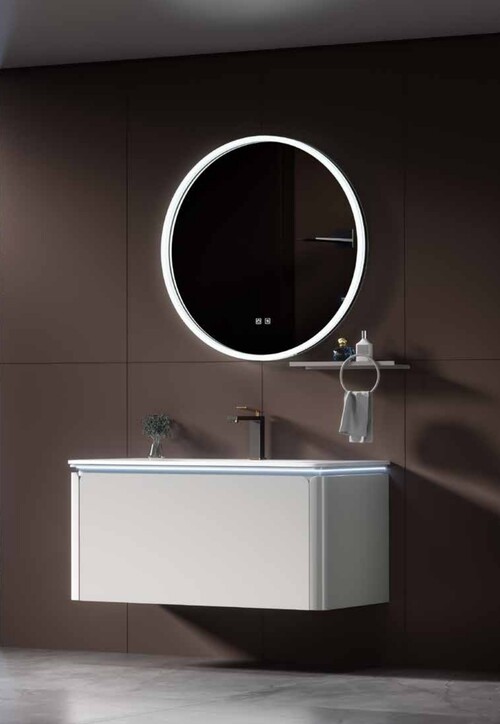 90CM-岩板+不鏽鋼浴櫃/LED鏡子/不含龍頭-期貨60天  |商品介紹|浴櫃系列|不鏽鋼岩板浴櫃|90CM