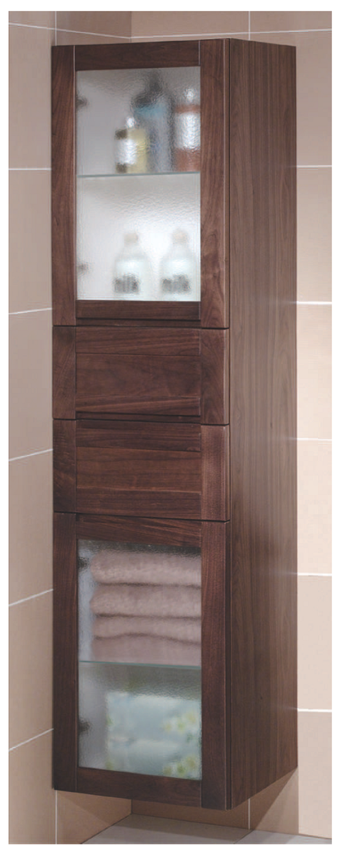 胡桃木實木框銀霞玻高身櫃  |商品介紹|浴櫃系列|高 / 矮櫃系列