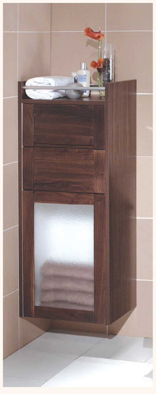胡桃木實木框銀霞玻矮櫃  |商品介紹|浴櫃系列|高 / 矮櫃系列