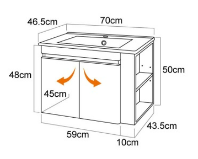 70CM-發泡浴櫃+側櫃/不含龍頭