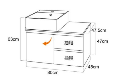80CM-發泡浴櫃/不含龍頭