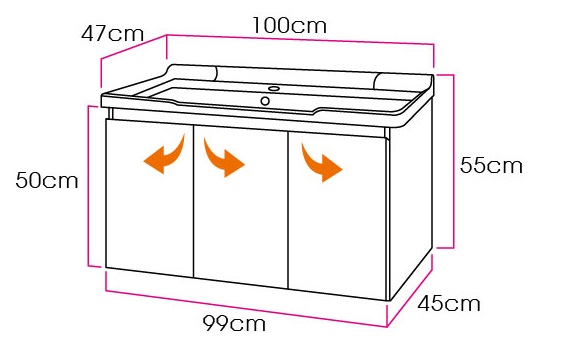 發泡浴櫃(100CM)/不含龍頭