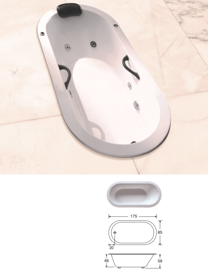 壓克力橢圓型浴缸(175CM)