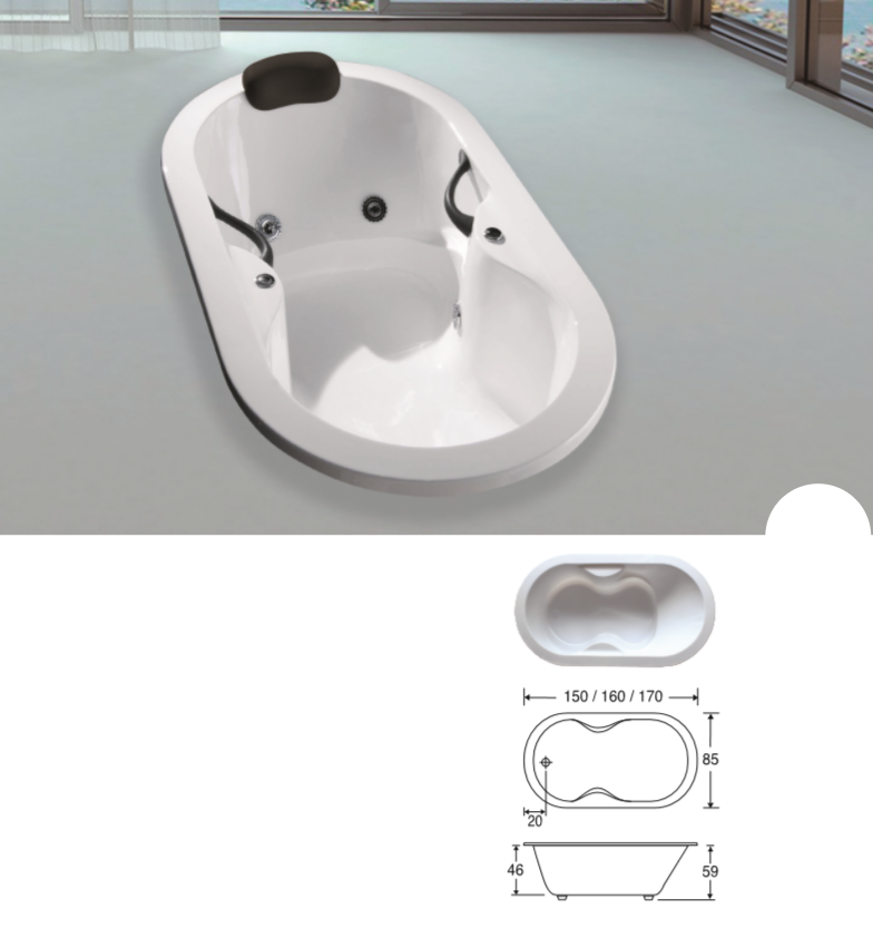 壓克力橢圓型浴缸(150/160/170CM)
