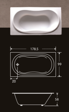 壓克力長方型浴缸(178.5CM)