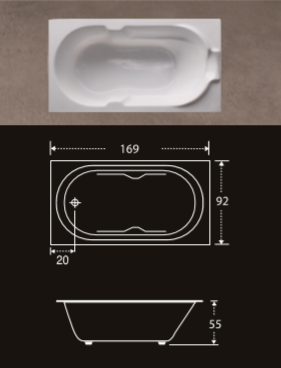 壓克力長方型浴缸(169CM)