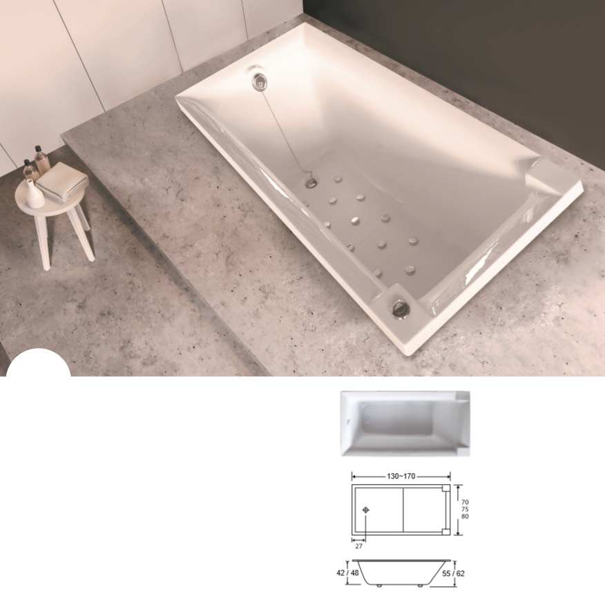 壓克力長方型浴缸(130/140/150/160/170CM)