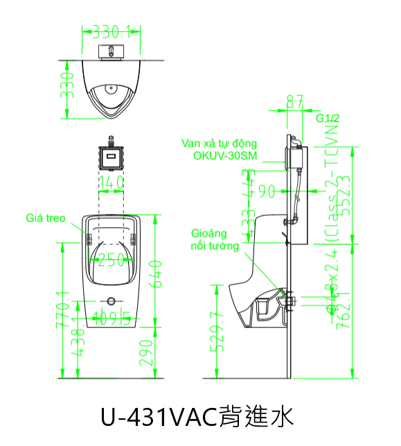 INAX-掛式小便斗(上進水/背進水)